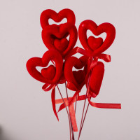 Топер оксамитове серце подвійне 5 см ( 6 шт. )